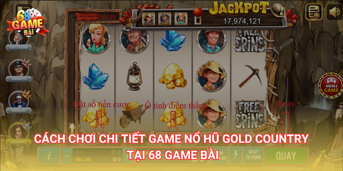 Nổ hũ Gold Country: Hướng dẫn cách chơi và luật chơi tại 68 Game Bài 2 Cách chơi chi tiết game nổ hũ Gold Country tại 68 Game Bài